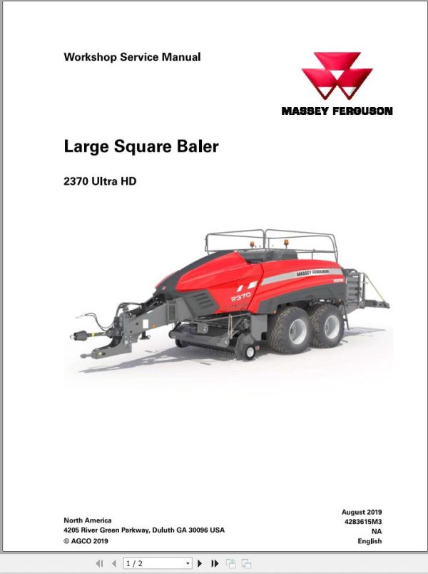 Massey Ferguson Baler 2370 Ultra HD Workshop Service Manual 4283615M3 1