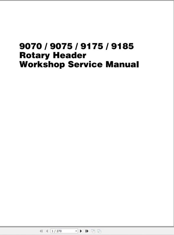 Massey Ferguson Baler 9070 to 9185 Workshop Service Manual 4283063M1 1