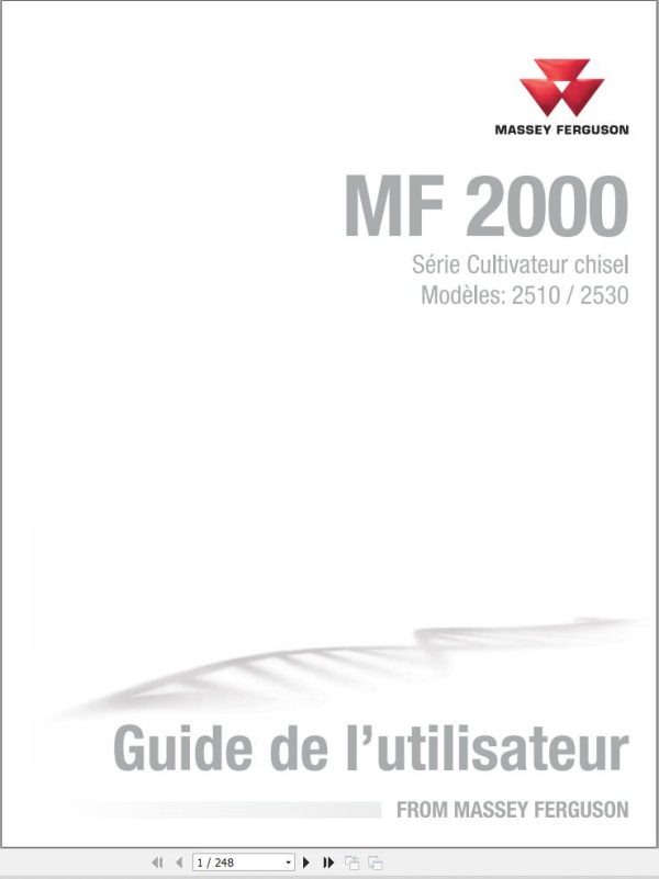 Massey Ferguson Chisel Cultivator 2510 2530 Operator Manual 9971435MFA FR 1