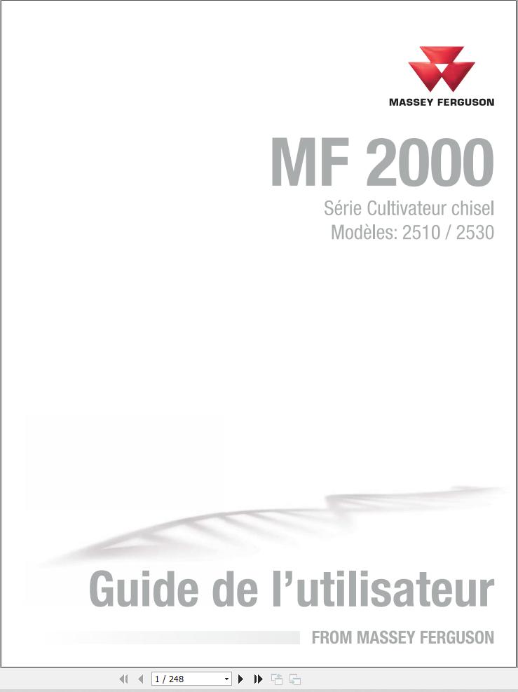 Massey Ferguson Chisel Cultivator 2510 2530 Operator Manual 9971435MFA FR 1