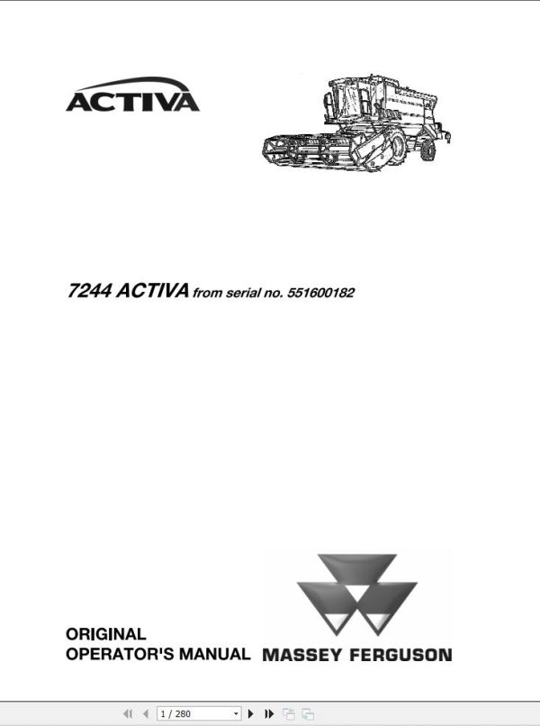 Massey Ferguson Combine 7244 ACTIVA Operator Manual 1