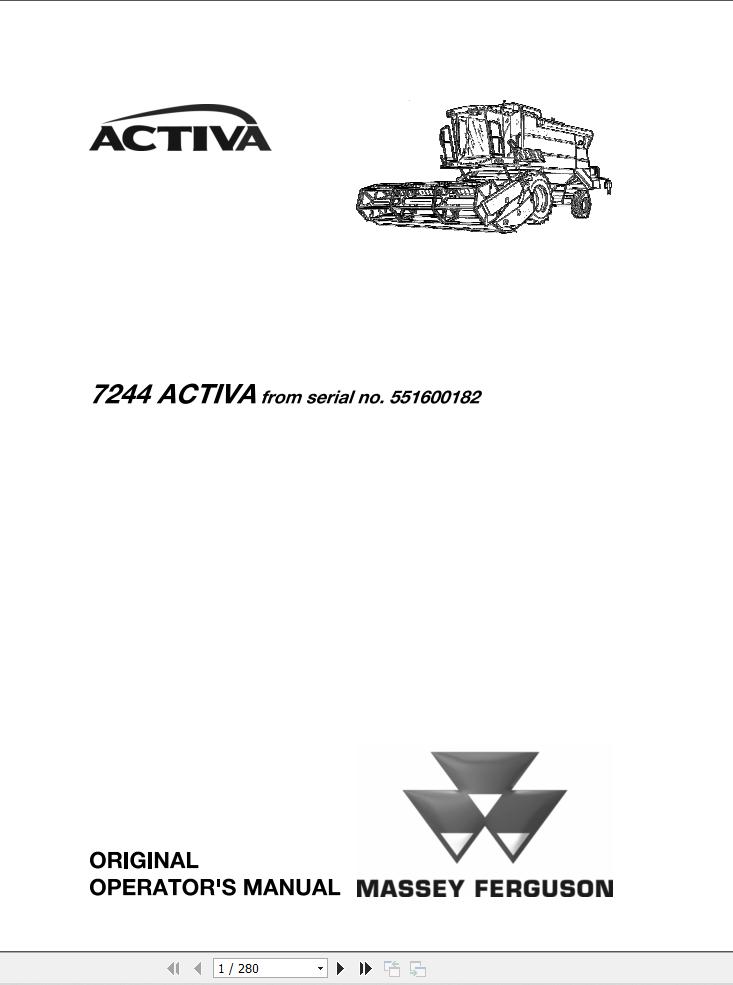 Massey Ferguson Combine 7244 ACTIVA Operator Manual 1