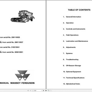 Massey Ferguson Combine 7245 7247 S SAL Operator Manual LA327239013 1