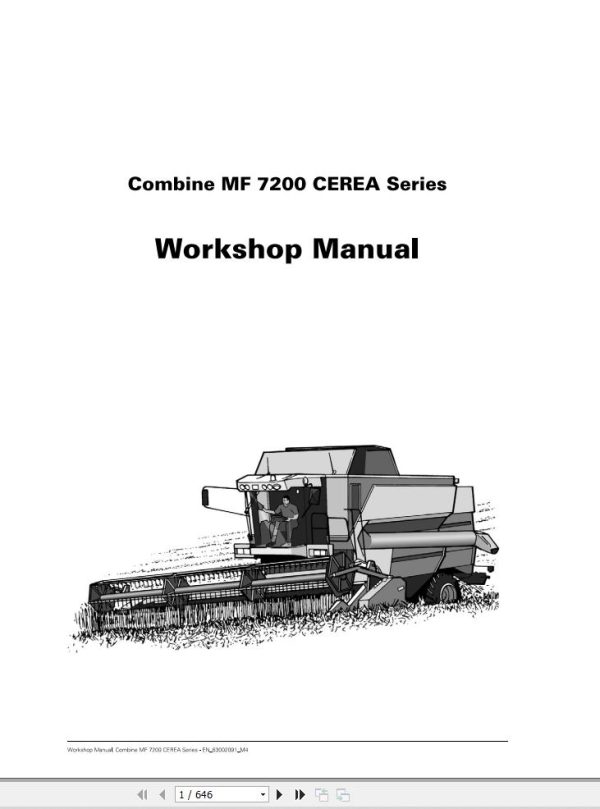 Massey Ferguson Combine 7256 7272 7274 7278 CEREA Workshop Manual 63002091 M4 1