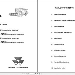 Massey Ferguson Combine 7260Beta to 7270AL 4 Beta Operator Manual 327176017 1