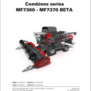 Massey Ferguson Combine 7360 to 7370PL Workshop Service Manual LA327301011M 1