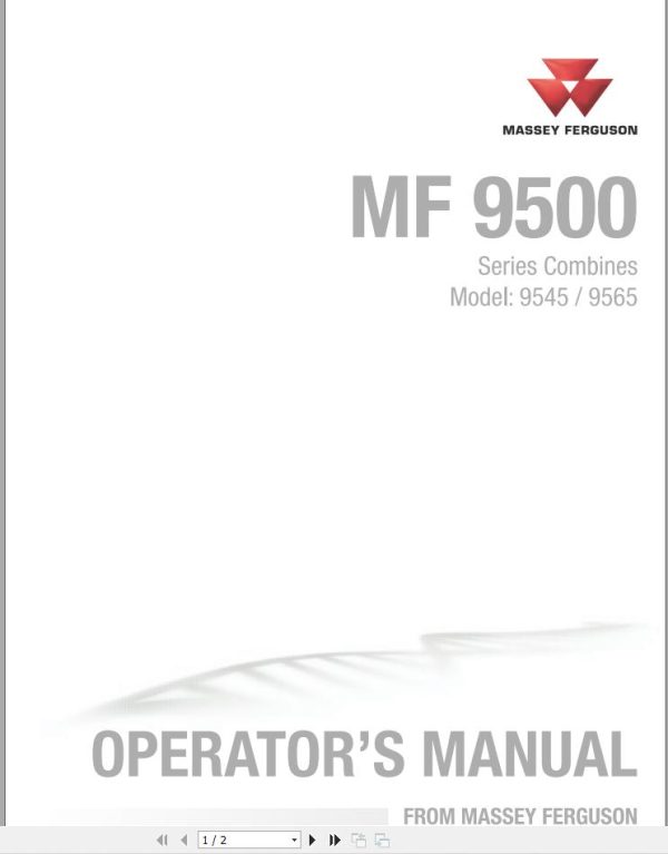 Massey Ferguson Combine 9545 9565 Operator Manual 71482545D 1
