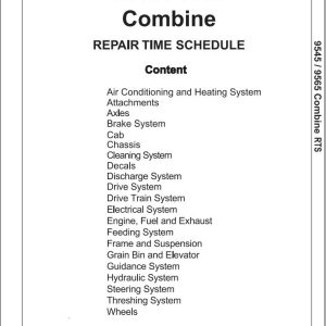 Massey Ferguson Combine 9545 9565 Repair Time Schedule 4283571M3 1