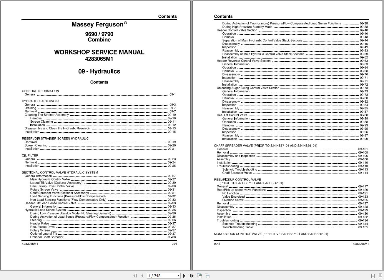 Massey Ferguson Combine 9690 9790 Workshop Service Manual 4283065M1 1