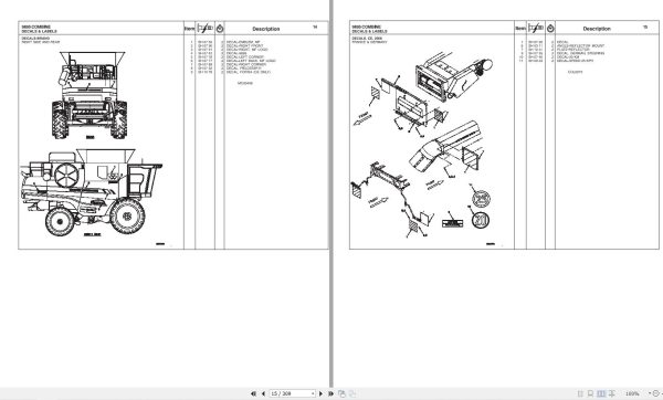 Massey Ferguson Combine 9895 Repair Time Schedule 4283384M2 2