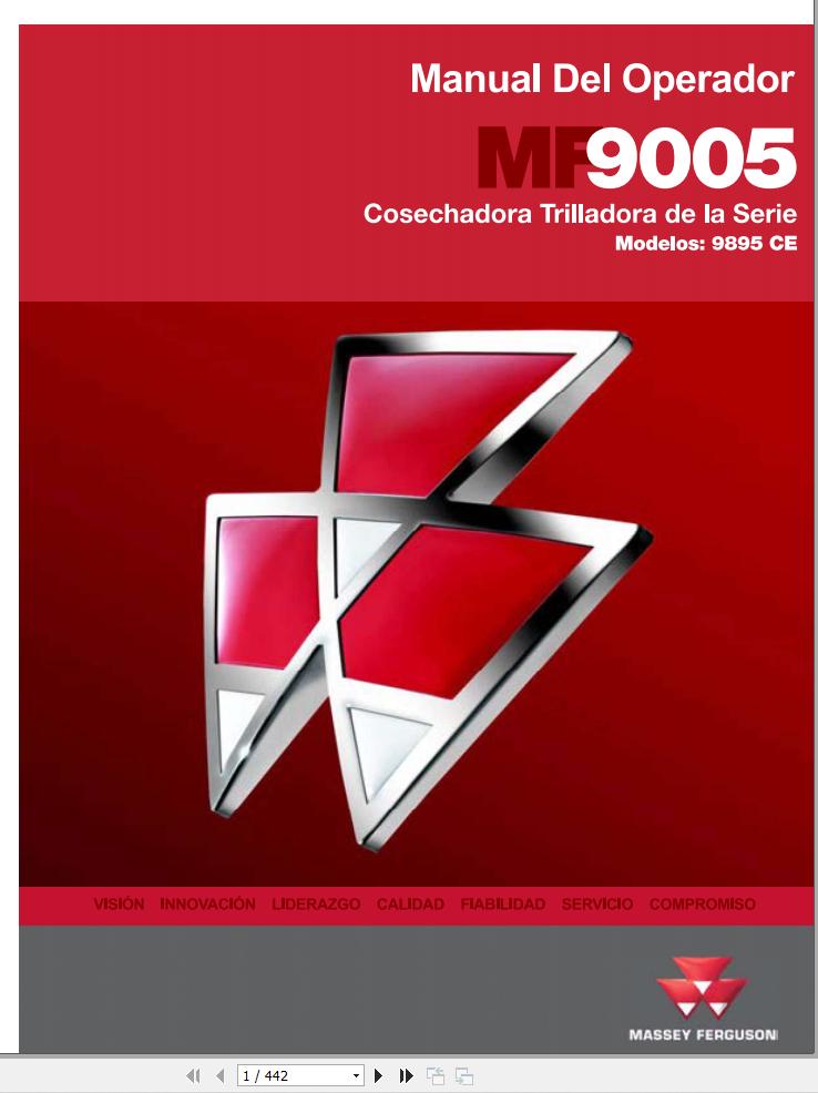 Massey Ferguson Combine 9895CE Operator Manual 700735893F ES 1