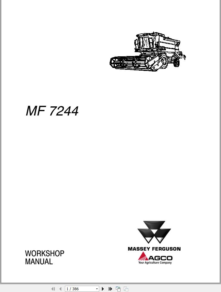 Massey Ferguson Combine MF7244 Workshop Manual 327326010 1
