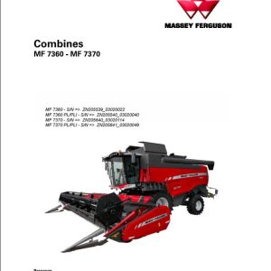 Massey Ferguson Combine MF7360 MF7370 Operator Manual LA327316019 1