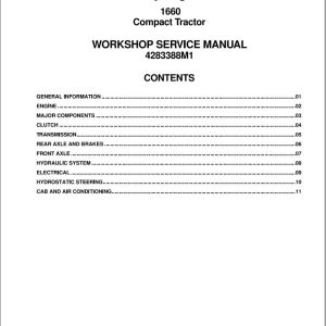 Massey Ferguson Compact Tractor 1660 Workshop Service Manual 4283388M1 1