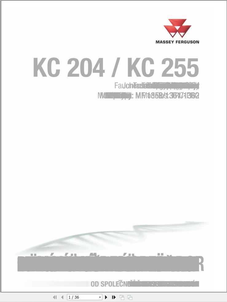 Massey Ferguson Conditioner KC204 KC255 Operator Manual FEL1276940101 1