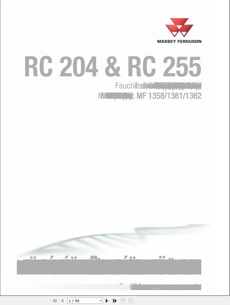 Massey Ferguson Conditioner RC204 RC205 Operator Manual FEL12835901 1
