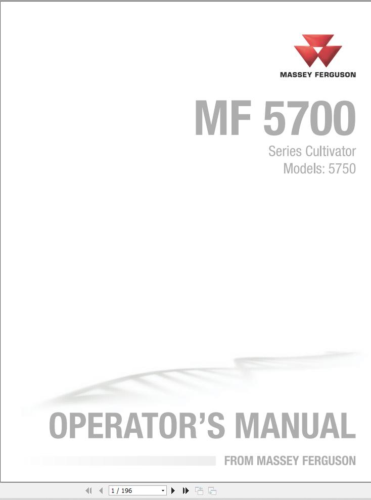 Massey Ferguson Cultivator 5750 Operator Manual 9971381MFA 1