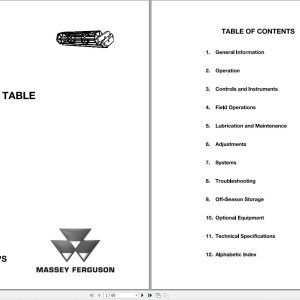Massey Ferguson Cutting Table FF 480 540 600 700 760 Operator Manual 1