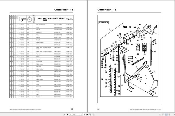 Massey Ferguson Cutting Table FF16 to FF20AL Repair Time Schedule LA327393010 2