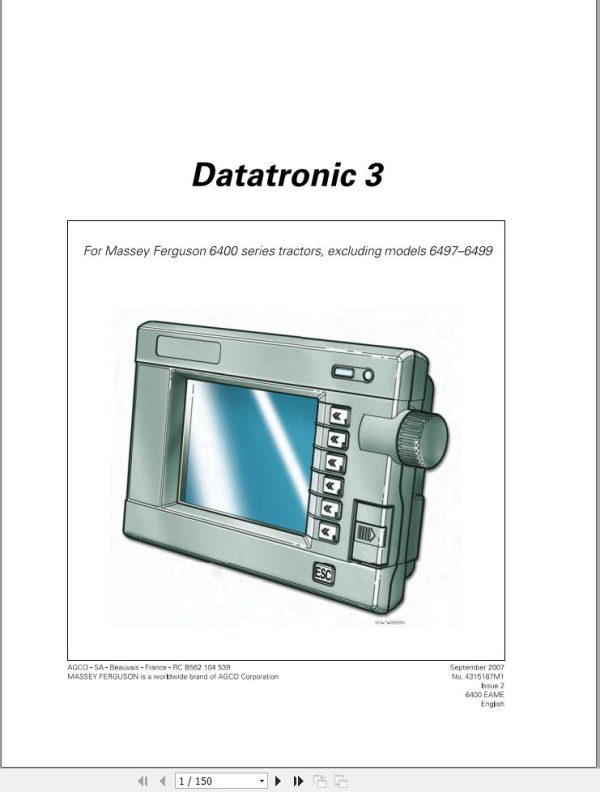 Massey Ferguson Datatronic 3 Operator Manual 1