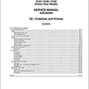 Massey Ferguson Disc Header 9183 9190 9192 Service Manual 4283362M2 1