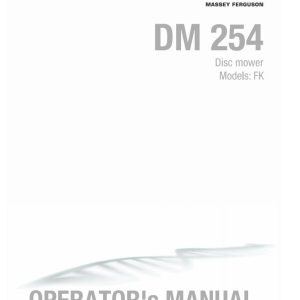 Massey Ferguson Disc Mower DM254FK Operator Manual FEL1719650101 1