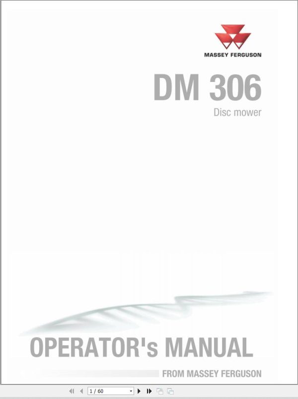 Massey Ferguson Disc Mower DM306 Operator Manual FEL1392340101 1