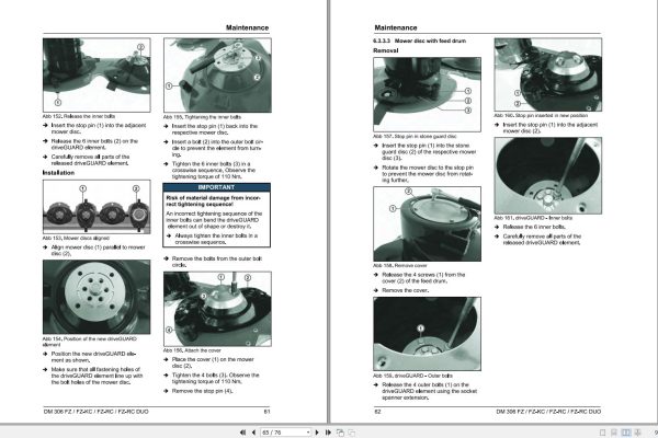 Massey Ferguson Disc Mower DM306FZ to DM306FZ RC DUO Operator Manual FEL1282270101 2