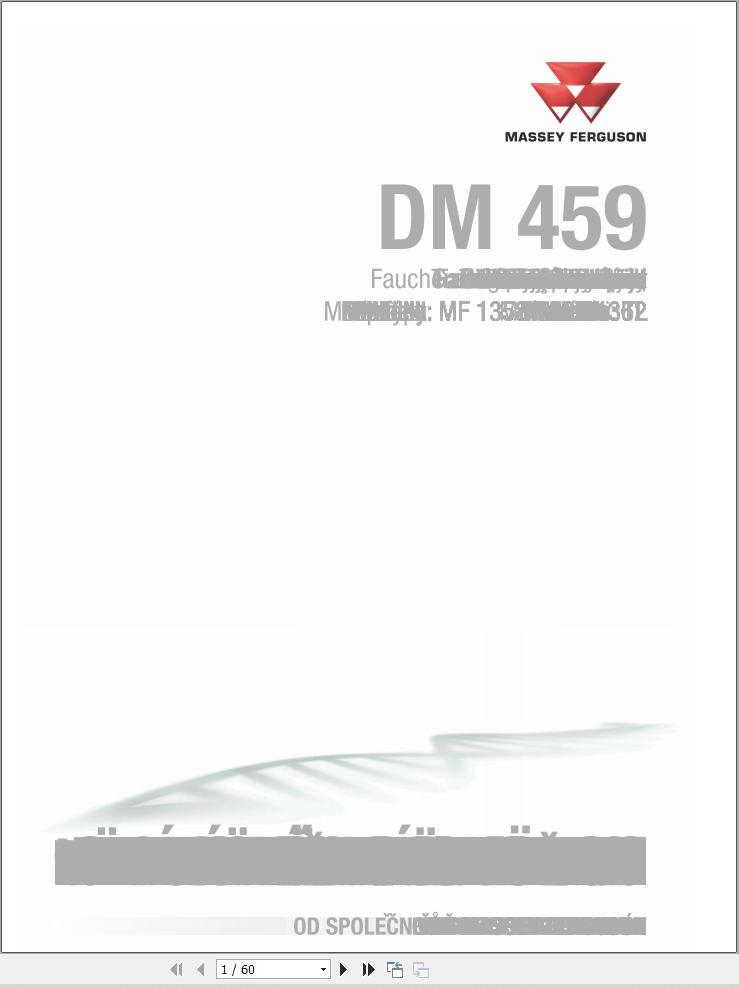 Massey Ferguson Disc Mower DM459TL Operator Manual FEL1392720101 1