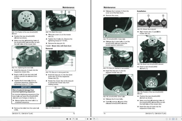 Massey Ferguson Disc Mower DM9314TL DM9314TL KC Operator Manual FEL1287770101 2