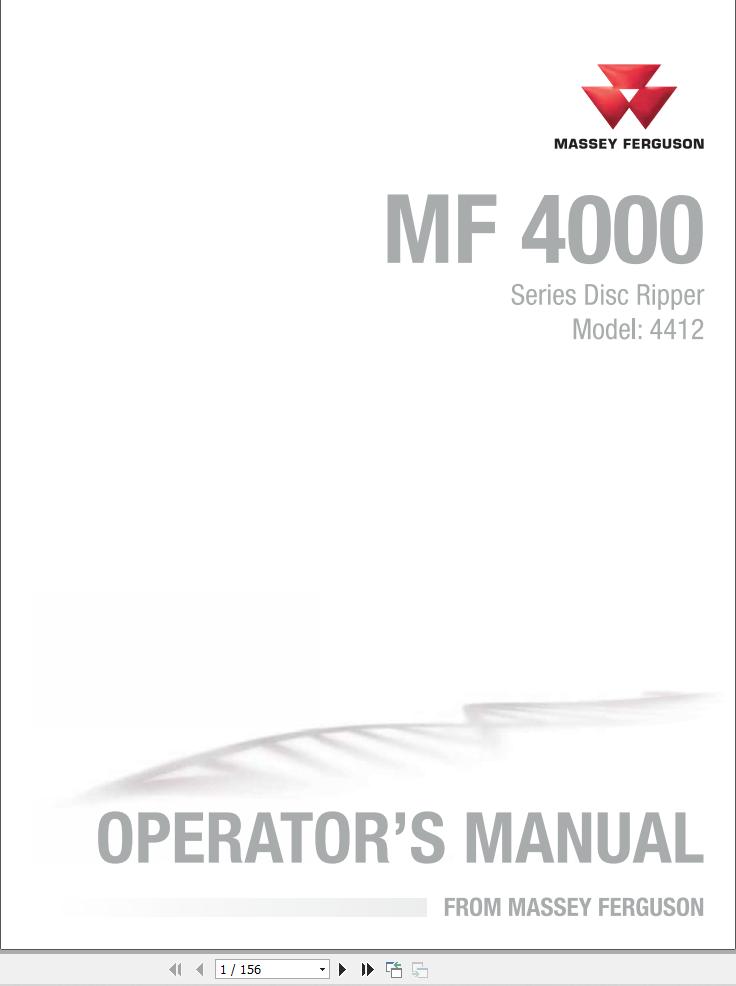 Massey Ferguson Disc Ripper 4412 Operator Manual 9971039MFG 1