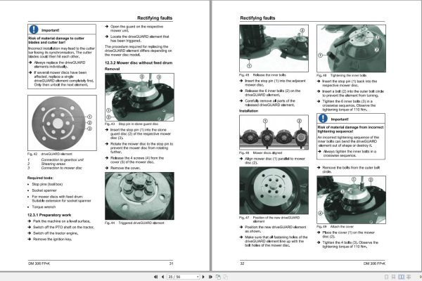 Massey Ferguson Diss Mower DM306FPK Operator Manual FEL1388450101 2