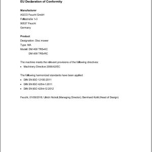 Massey Ferguson Diss Mower DM408TRS KC DM408TRS RC Operator Manual FEL12841401 1