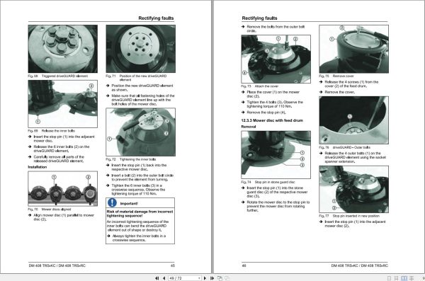 Massey Ferguson Diss Mower DM408TRS KC DM408TRS RC Operator Manual FEL12841401 2