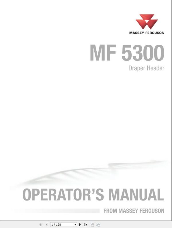 Massey Ferguson Draper Header 5300 Operator Manual 700743592C 1