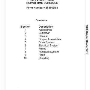 Massey Ferguson Draper Header 5300 Repair Time Schedule 4283563M1 1