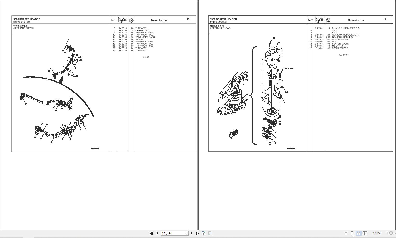 Massey Ferguson Draper Header 5300 Repair Time Schedule 4283563M1 2