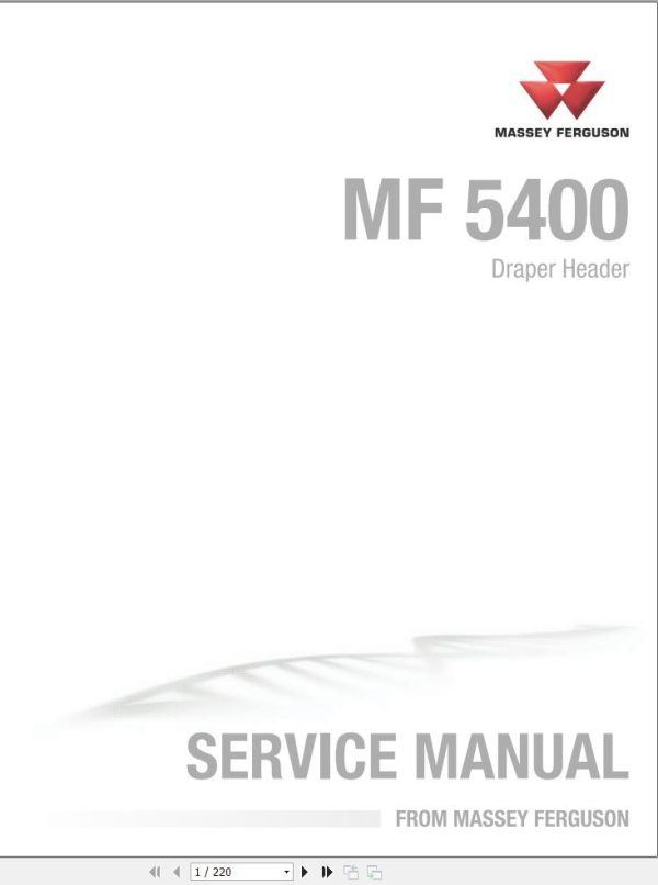 Massey Ferguson Draper Header 5400 Workshop Service Manual 4283610M1 1