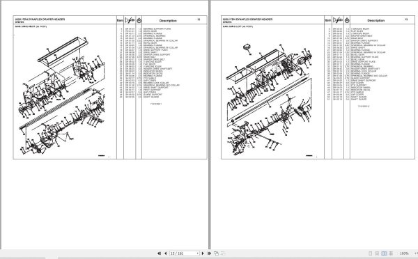 Massey Ferguson Draper Header 9250 Repair Time Schedule 4283423M2 2
