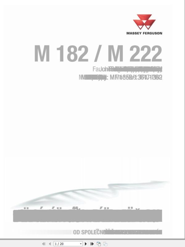 Massey Ferguson Drum Mower M182 M222 Operator Manual FEL1276250101 1