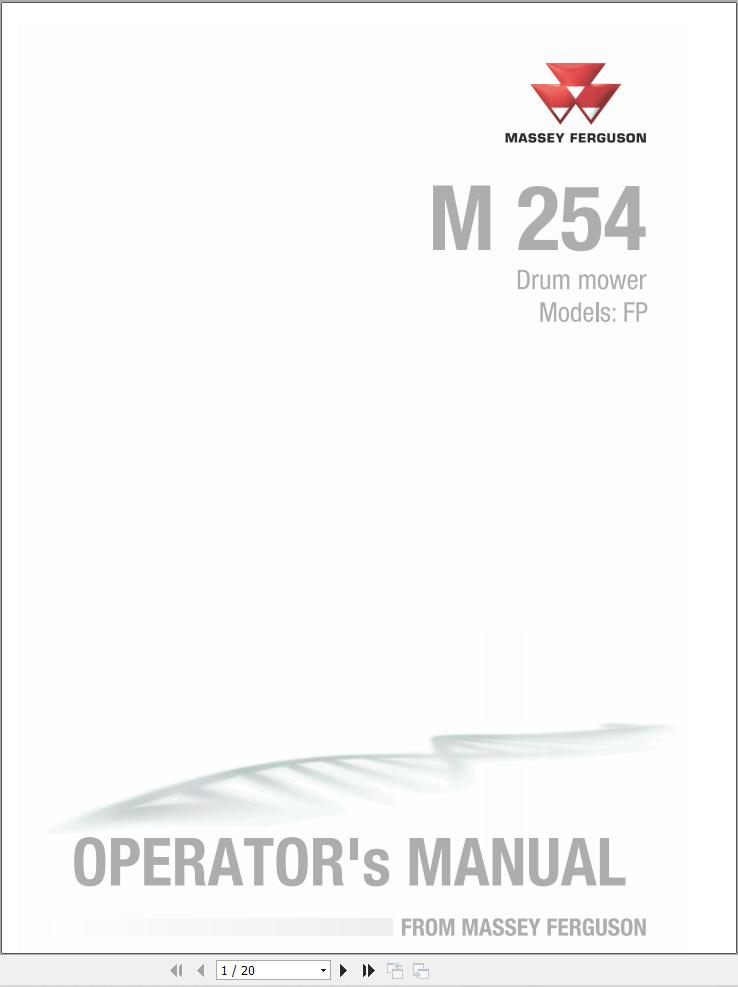 Massey Ferguson Drum Mower M254FP Operator Manual FEL1276170101 1