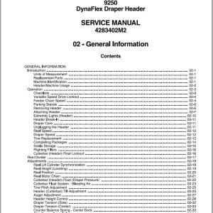 Massey Ferguson DynaFlex Draper Header 9250 Service Manual 4283402M2 1