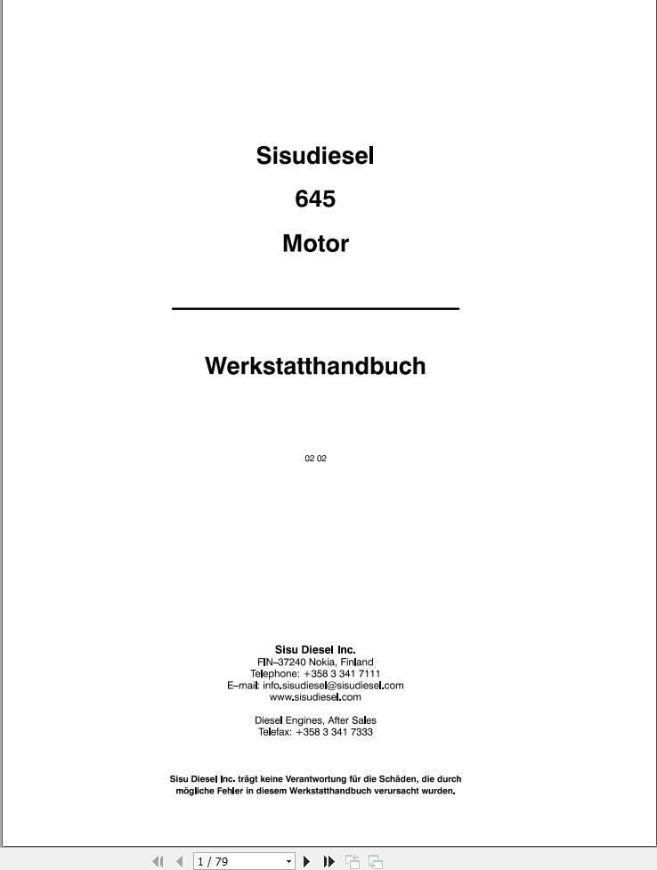 Massey Ferguson Engine Perkins 645 Workshop Manual DE 1