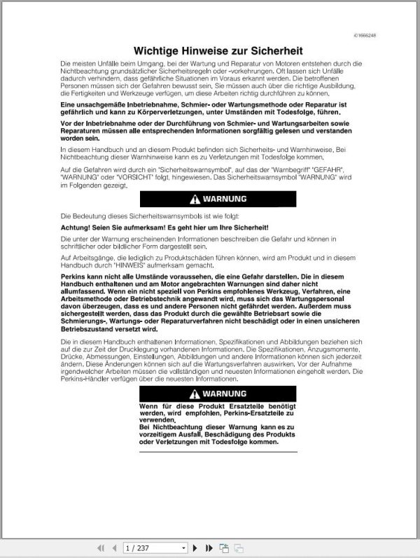 Massey Ferguson Engine Perkins 800 Workshop Manual DE 1