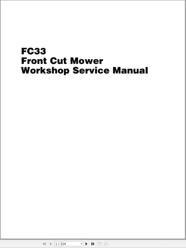 Massey Ferguson Front Cut Mower FC33 Workshop Service Manual 4283356M1 1