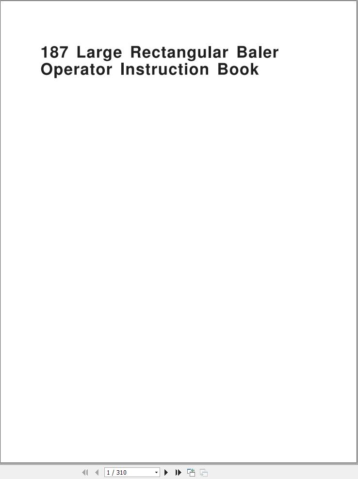 Massey Ferguson Large Rectangular Baler 187 Operator Manual 700721914A 1