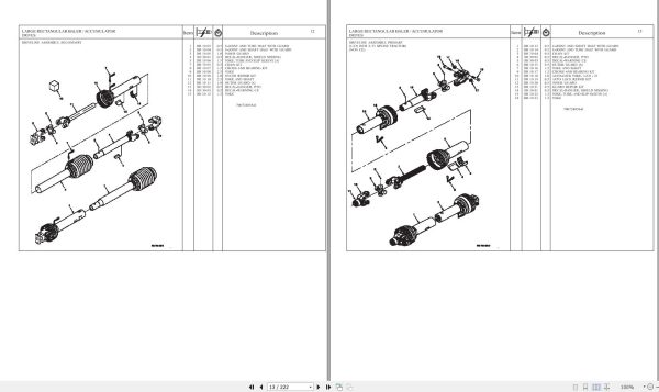 Massey Ferguson Large Rectangular Baler 2140 to 2190CE Repair Time Schedule 4283391M4 2