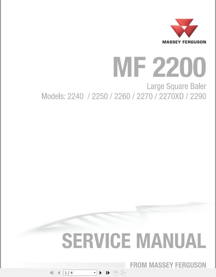 Massey Ferguson Large Square Baler 2240 to 2290 Service Manual 4283515M5 1