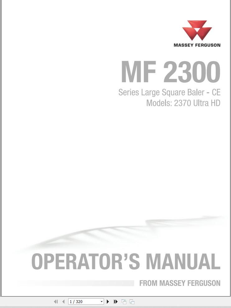Massey Ferguson Large Square Baler 2370 Ultra HD Operator Manual 700742101C 1
