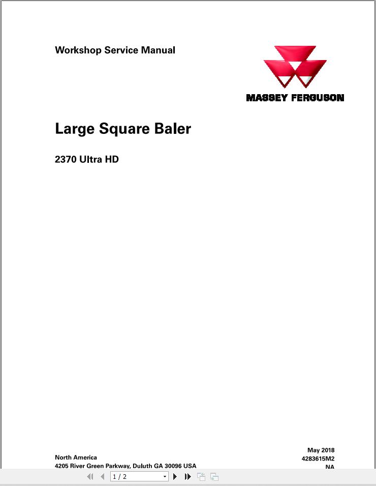 Massey Ferguson Large Square Baler 2370 Ultra HD Workshop Service Manual 4283615M2 1